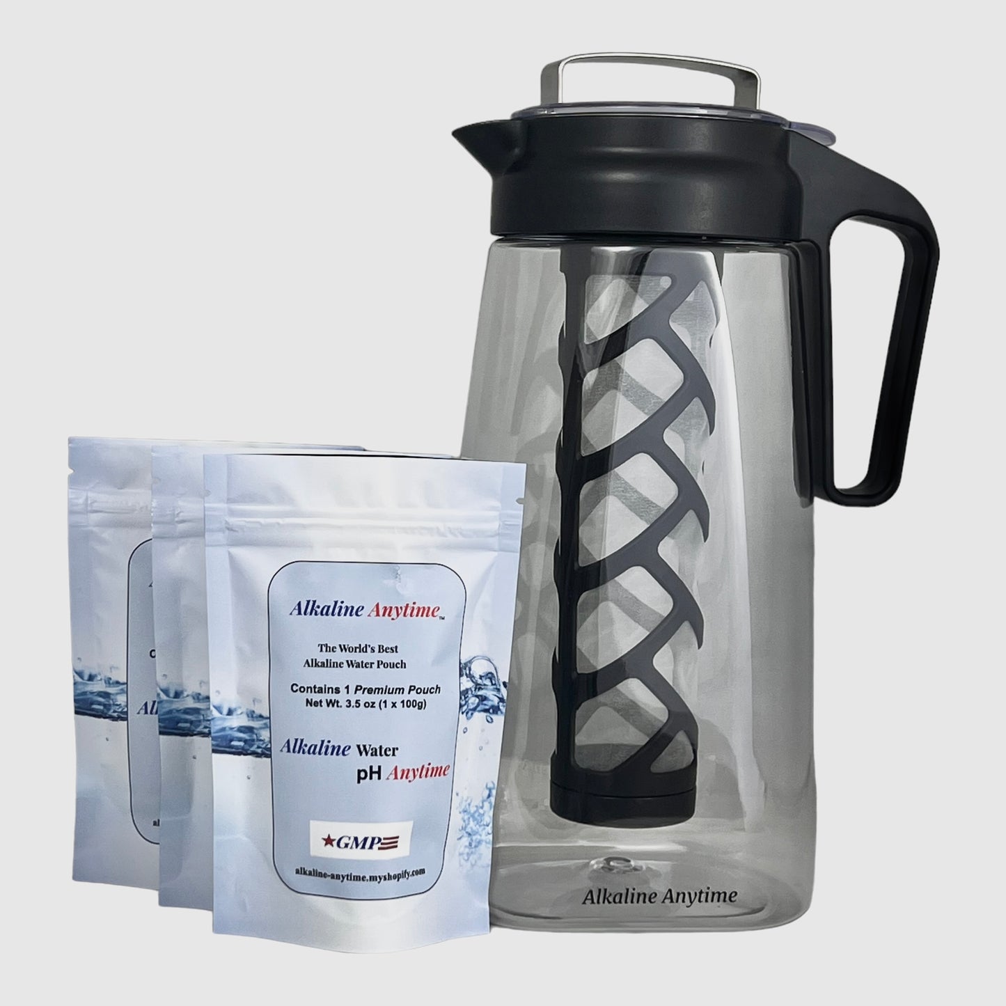 Infuseur de pichet de filtre à eau alcaline, pichet Tritan 2L | Filtres alcalins pH 9,5 | Pichet à thé | Cafetière à glace Tritan sans BPA | Infuseur Pichet
