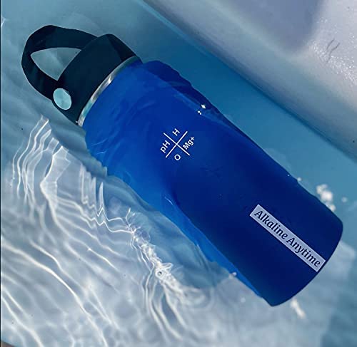 32 onces. Bouteille d'eau alcaline en acier inoxydable | Crée de l'eau pH jusqu'à 9,5+ pH | Large bouche isolée sous vide avec poignée | Pochette et infuseur Micromesh
