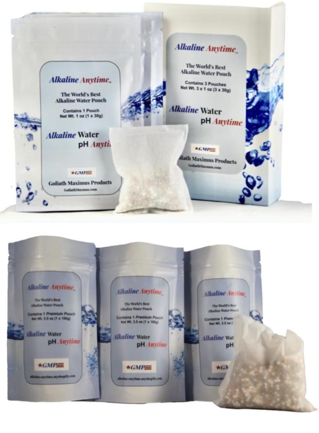 Lot de filtres alcalins à tout moment : la meilleure eau alcaline au monde - 3 paquets de 30 g et 3 paquets de 100 g, s'adaptent à n'importe quel récipient - 9,5 pH + électrolytes ionisés.