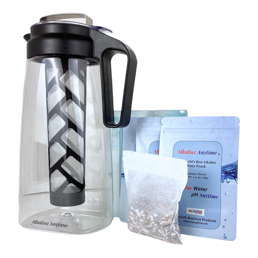 Infuseur de pichet de filtre à eau alcaline, pichet Tritan 2L | Filtres alcalins pH 9,5 | Pichet à thé | Cafetière à glace Tritan sans BPA | Infuseur Pichet