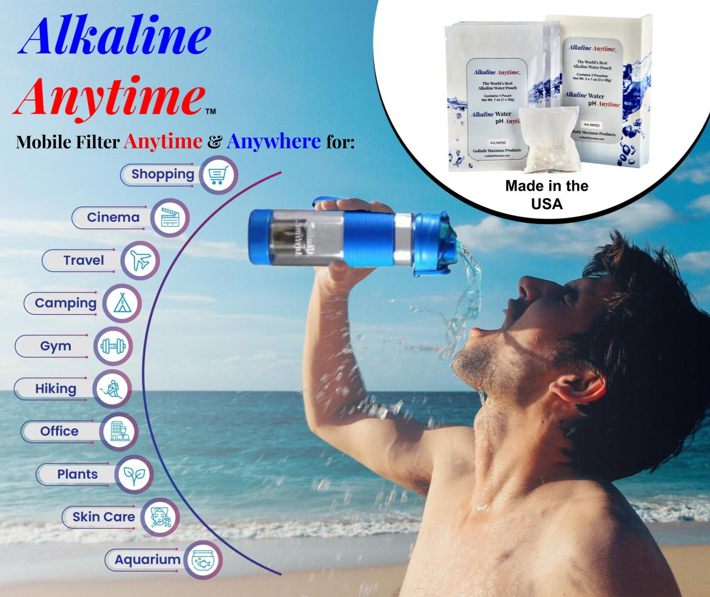 Alkaline Anytime La meilleure pochette de filtre à eau pour eau alcaline