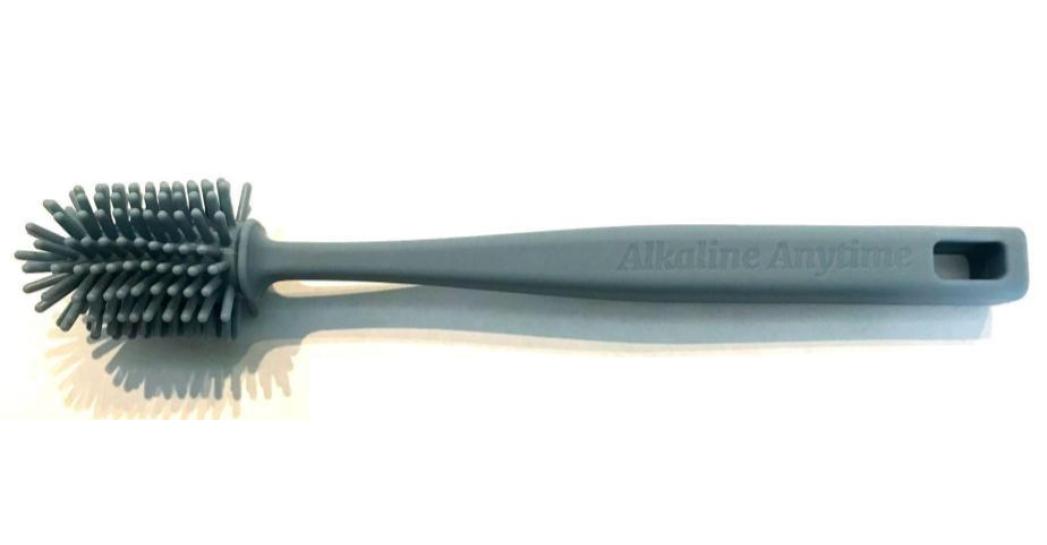 Brosse à biberon alcaline à tout moment en silicone 21,6 cm, poignée suspendue, acier renforcé, idéale pour les biberons, flacons, verrerie, parfaite pour les petites bouteilles.