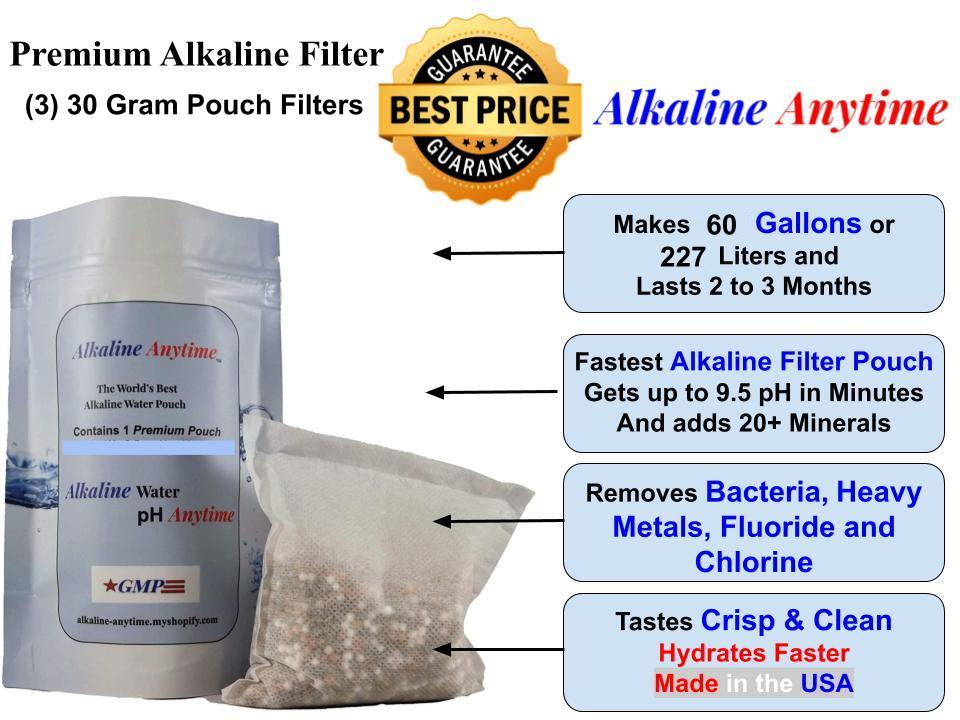 Alkaline Anytime-Sports Alkaline Water Bottle-1 (9.5pH) Filtre alcalin et infuseur en acier inoxydable